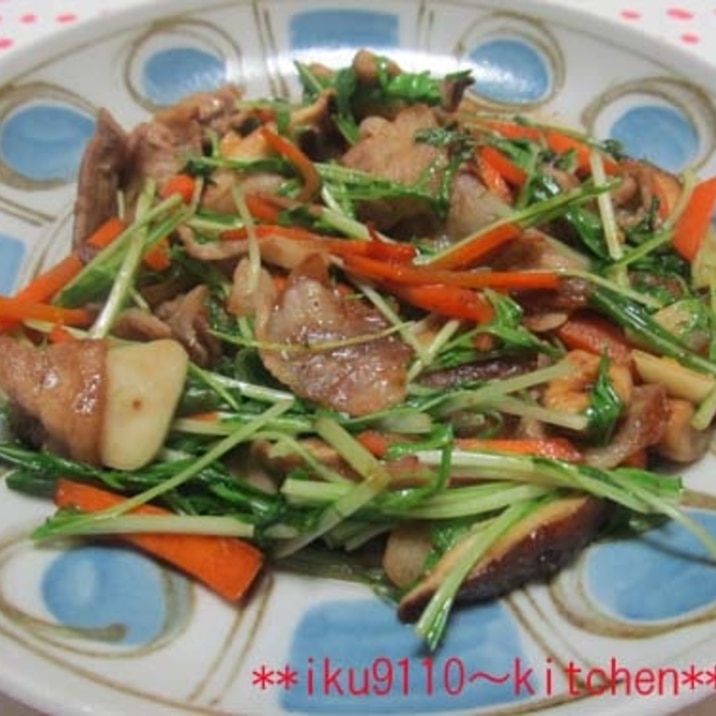簡単 豚肉しいたけ水菜のスタミナ炒め レシピ 作り方 By イク9110 楽天レシピ